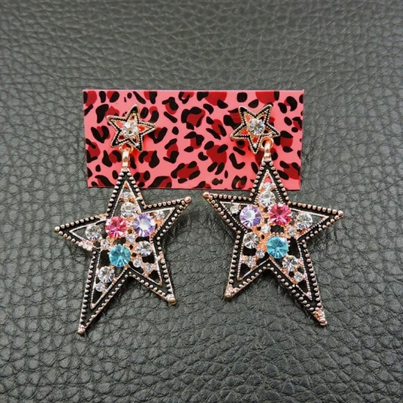 Multicolor Crystal star drop earrings - Picture 3 of 5